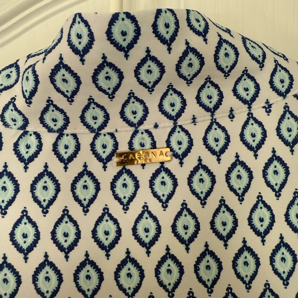 Cabana Life Blue and Green Patterned Long Sleeve Top - Picture 8 of 8